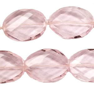 PINK QUARTZ FACETED WAVE OVAL 30X40MM